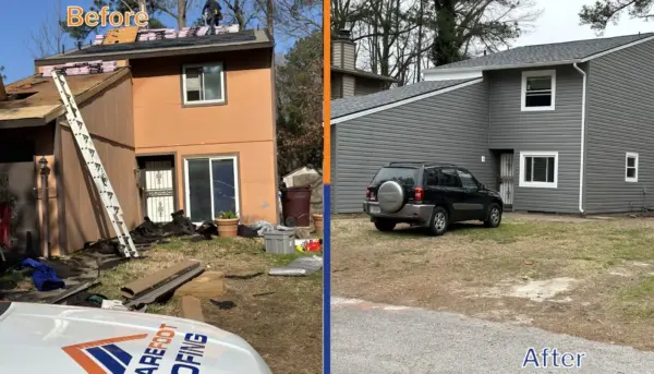 Before after roof replacement home