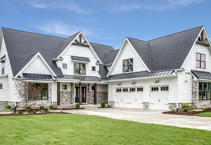 Residential roof installation on house